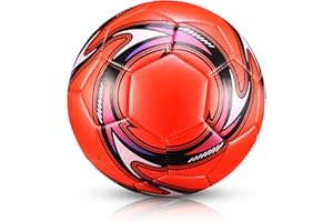 Agatige Soccer Ball Official, Red Lightweight Soccer Ball Size 5 Training Match Ball PVC Rubber Football Balls Indoor Outdoor