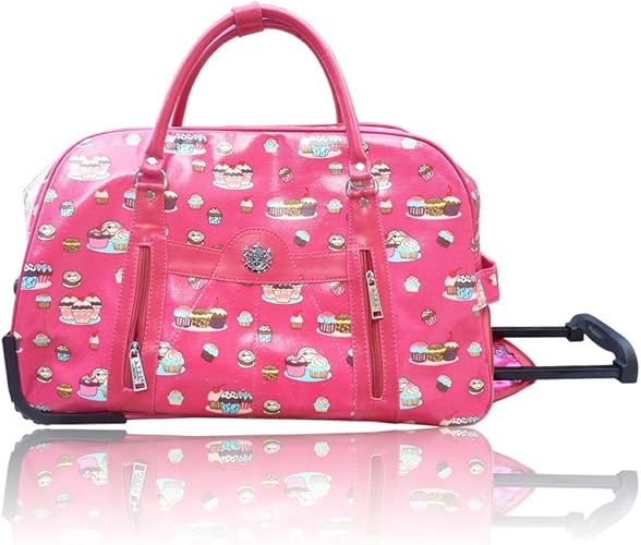 LYDC Ladies Designer HOT PINK Travel Bag/Cupcake print LYDC Wheeled