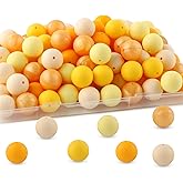 Lovyomi 60pcs 19mm Silicone Beads for Keychain Making Mix Color Round Beads for Pens and Bracelet Crafts(Yellow)