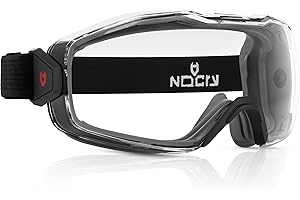 NoCry Anti Fog Safety Goggles Over Glasses For Men And Women — ANSI Z87.1 Premium Anti Scratch & UV380 — Eye Protection with Panoramic Lens & Adjustable Strap — Perfect Dust Goggles for Chemistry Lab