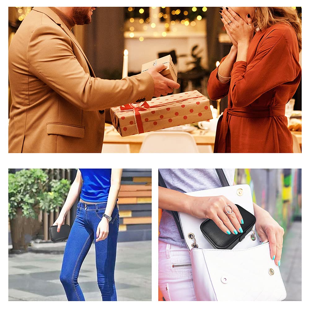 Hatori Travel Jewelry Box, PU Leather Small Jewelry Organizer for Women Girls, Portable Mini Travel Case Display Storage Holder Boxes for Stud Earrings, Rings, Necklaces, Bracelets.