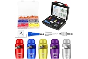 FEIOOD Wire Stripper for AWG,14-12-10-8 Gauge Wire Twister Tool for Drill，Cable Quick Stripping & Wire Twisting Connector Set and 5pcs Wire Connectors Nuts