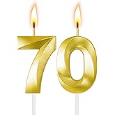 70th Birthday Candles for Cake,Birthday Decorations for Him Her,Number Candles for Cake Toppers Party Anniversary