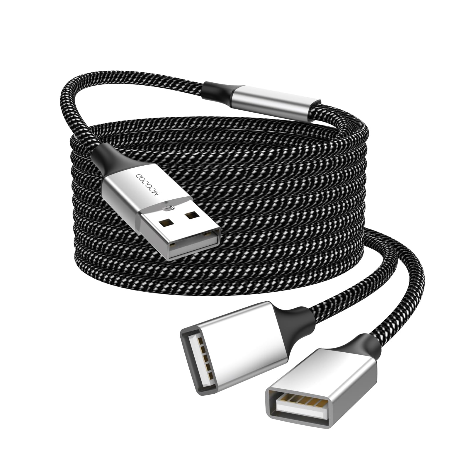 MOGOOD USB Extension Cable, USB Splitter USB-A Male to 2 Female Extension Cable, Durable USB Splitter Cable, Nylon Braid, Fast Data Transfer, Compatible with Printer, Flash Drive
