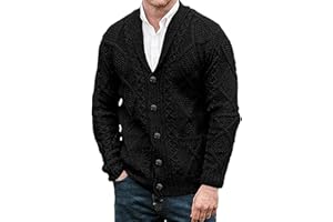 Mens Cable Knit Cardigan Sweater Shawl Collar Loose Fit Knitwear Jumper Long Sleeve Casual Knit Cardigans