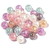 200PCS Colored Acrylic Crystal Beads Round Crackle Glass Beads Charms for Jewelry Making Bracelets Earring Necklace Adults Beading DIY Art Craft Projects Christmas Ornament Birthday Gifts (10mm)