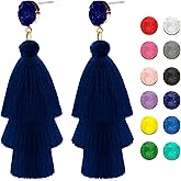 Colorful Tassel Earrings for Women Layered Christmas Earrings Bohemian Tiered Fringe Dangle Drop Earrings Halloween Valentines Earring for Girls Teen Mother's Birthday Thanksgiving Gift