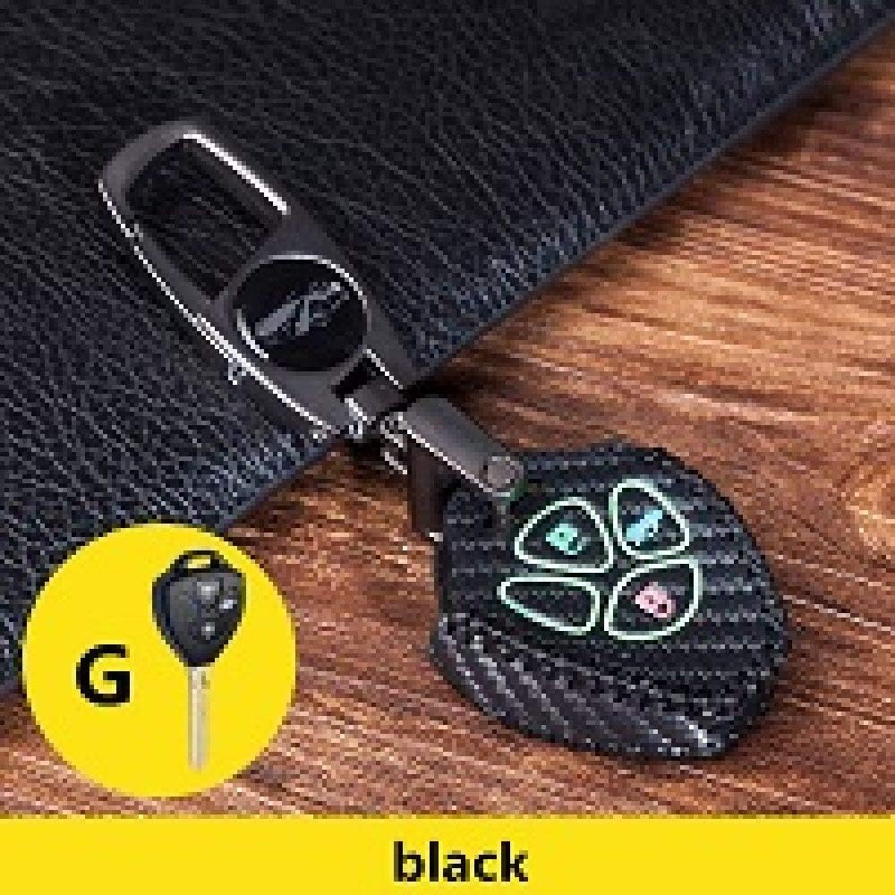 YHFF Car Key Cover Leather car keychain key case for Toyota Tarago RAV4 Corolla Camry celica Avalon CHR hand weaving 2 3 4 botones,G,black