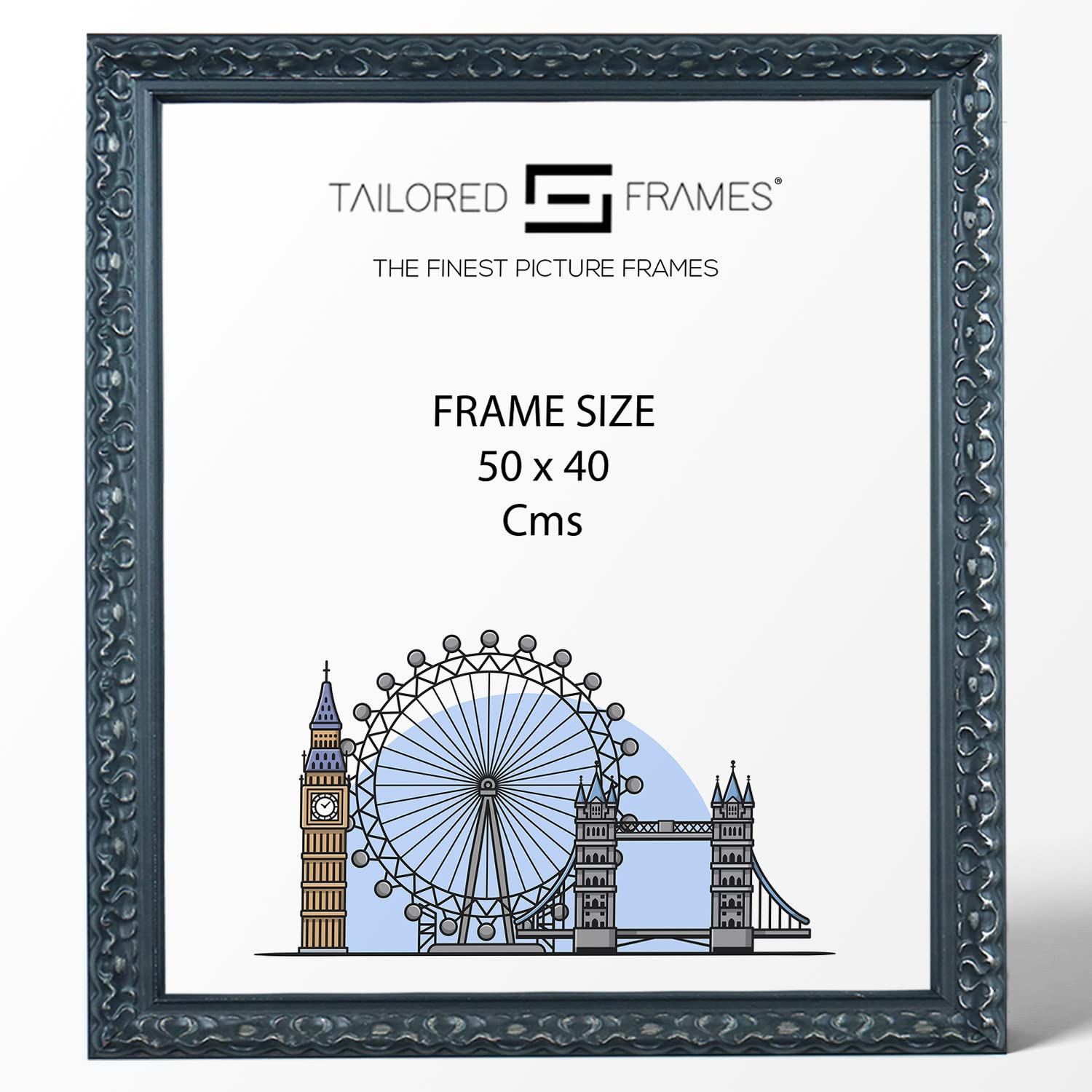 Tailored Frames Vienna Black 50 x 40 cm | Rustic Style Vintage Single Picture Frame | Wall Hanging Type | Photo Frame Without Mount