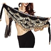 Women Belly Dance Hip Scarf with Coins