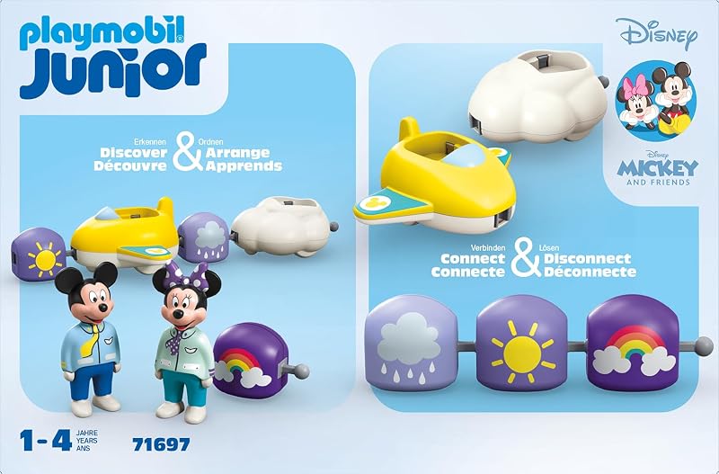 Junior & Disney 71697 Topolino e Minnie in volo tra le nuvole, giocattolo sostenibile realizzato in plastica a base vegetale, giocattolo per bambini dai 12 mesi in su