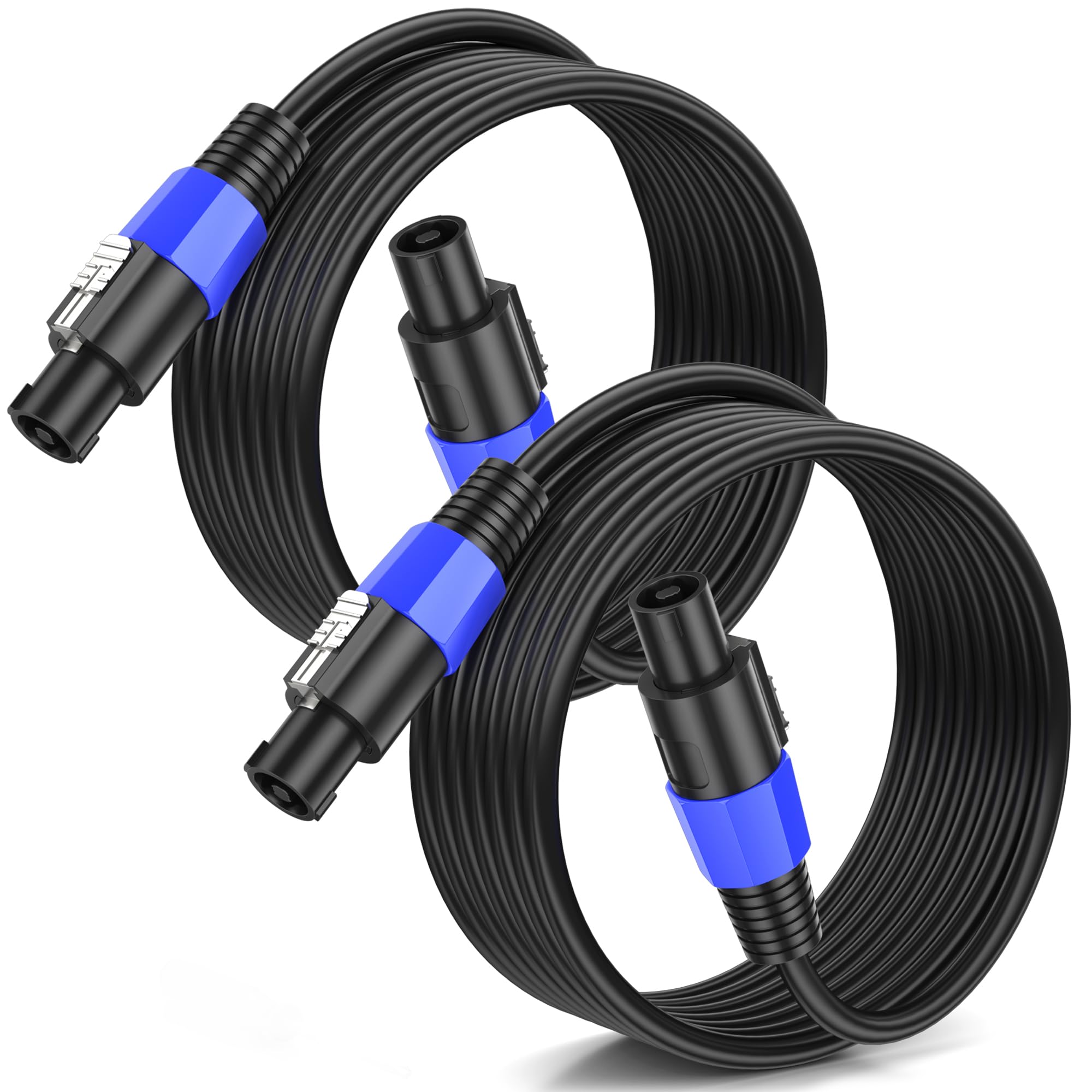 Jumwa 2pack 3M Speakon to Speakon Cables for Audio Amplifier 15AWG 2 Wires Speaker Cable with Twist Lock for DJ/PA Heavy Duty Audio, M-M