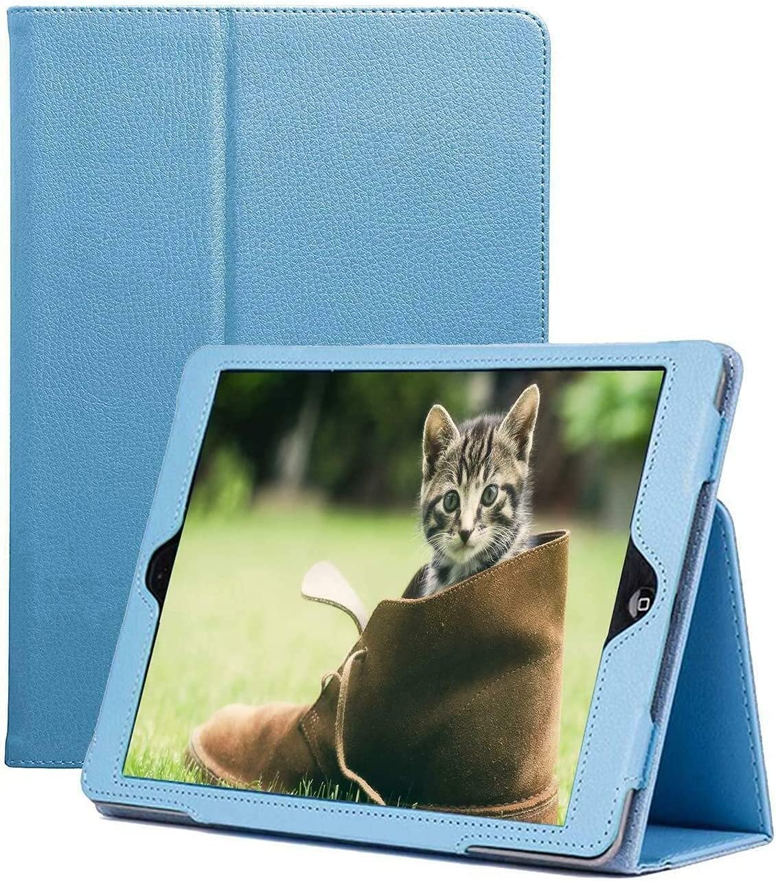 Leather Flip Stand Folio Case Cover For Apple iPad 9th generation 2021 (A2602, A2604) 8th Generation 2020(A2270,A2428) 7th Generation 2019 (A2197,A2198) (Aqua)