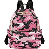 ALAZA Pink Camouflage Mini Backpack Purse for Women Travel Bag Lightweight Shoulder Bag Fashion Daypack