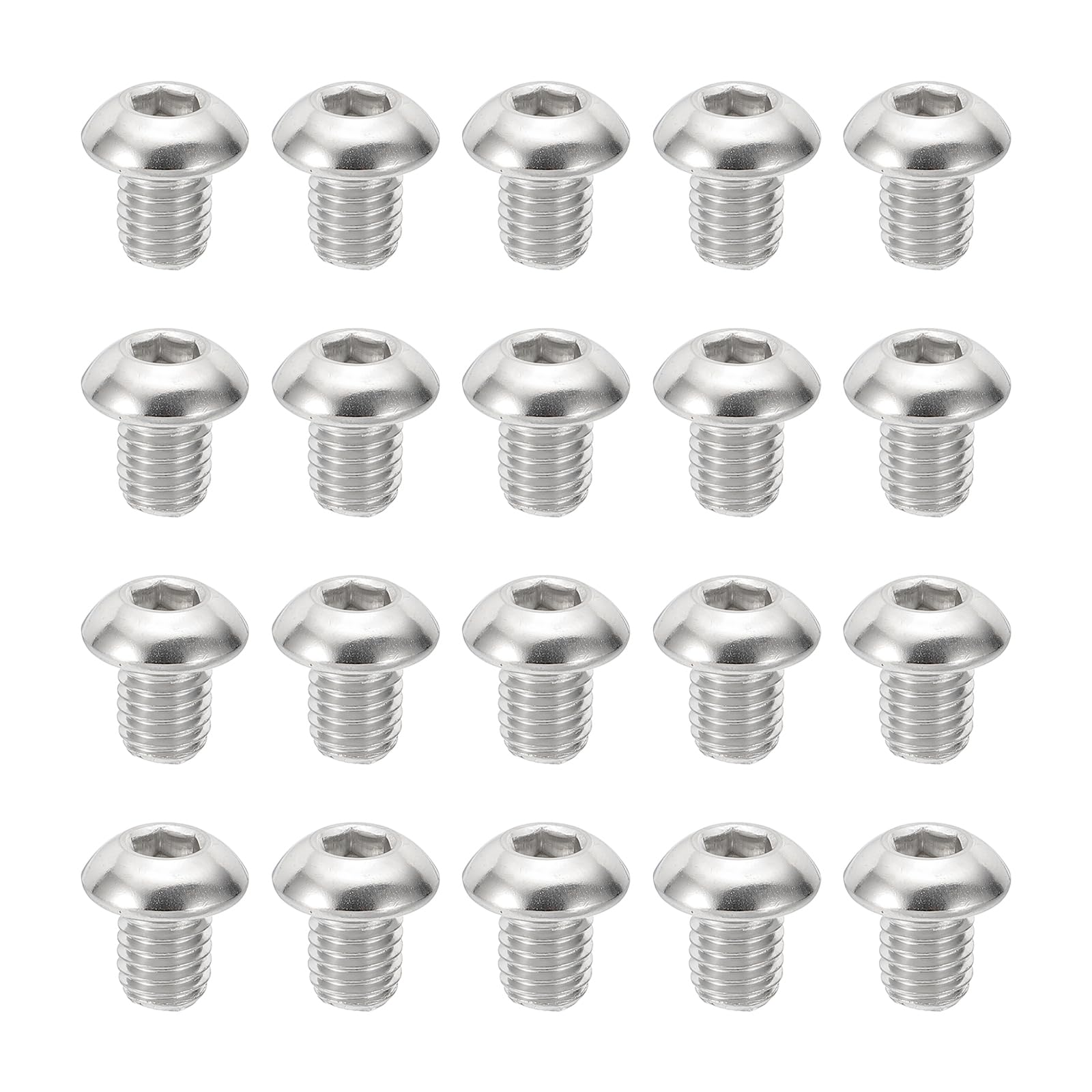 PATIKIL M8-1.25x10mm Button Head Socket Cap Screws, 20 Pcs 304 Stainless Steel 18-8 Hex Socket Cap Screw Bolts Allen Hex Drive Full Machine Thread