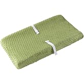 QUENESS Baby Changing Pad Cover, Super Soft Plush Dot | Diaper Changing Table Covers for Baby Girls and Boys, Ultra Comfortable, Safe for Babies, Fit 32"/34'' x 16" Pad (Sage)