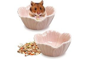 Tfwadmx 2 Pcs Hamster Food Bowl, Ceramic Pet Hamster Bowl Dwarf Hamster Food Bowl Feeder Hamster Water Rat Bowl Small Animal Food Dish for Golden Bears, Hedgehogs, Dutch Pigs, Parrots (Pink)