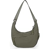 Lushandy Nylon Crescent Crossbody Bags for Women, Medium Slouchy Hobo Crossbody Bag Checkered Purse Luna Bag for Travel | Multi-pocket, Lightweight, Waterproof