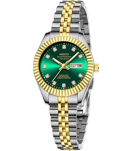 Armitron Women\'s Gold Green Genuine Crystal Accented Bracelet Round Luxury Watch Armitron, Women main image 3