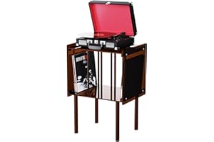Solaround Acrylic Record Player Stand, with Vinyl Storage, Acrylic Side Table, 46 x 37 x 66 cm (Dark Brown, Acrylic)