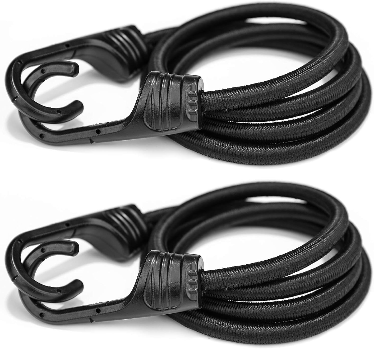 ZHOUBIN 48 Inch Black Bungee Cords with Hooks Heavy Duty, 2 Pcs: Automotive