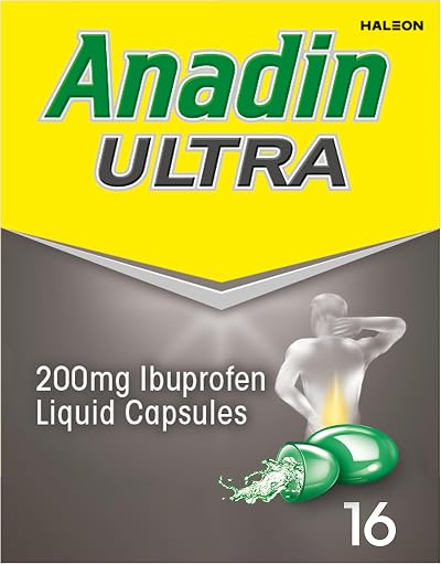 Anadin Ultra Ibuprofen Back & Muscle Pain Relief Liquid Capsules 16 Pack