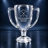 Crown Awards 7" Custom Engraved Cup Trophy, Personalized Glass Cup Award with Your Text