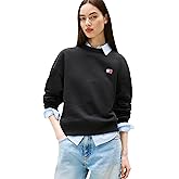 Tommy Jeans womens Medium Weight Pullover Crewneck With Embroidered Flag Logo