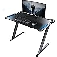 EUREKA ERGONOMIC Gaming Desk with LED Lights Home Office RGB Table, Small Gaming Desk, Computer Table, Black