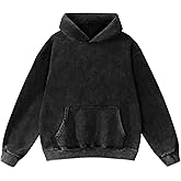 FAIABLE Mens Womens Oversized Acid Wash Hoodie Unisex Heavyweight Fleece Sweatshirt Vintage Cotton Hoodies 2026