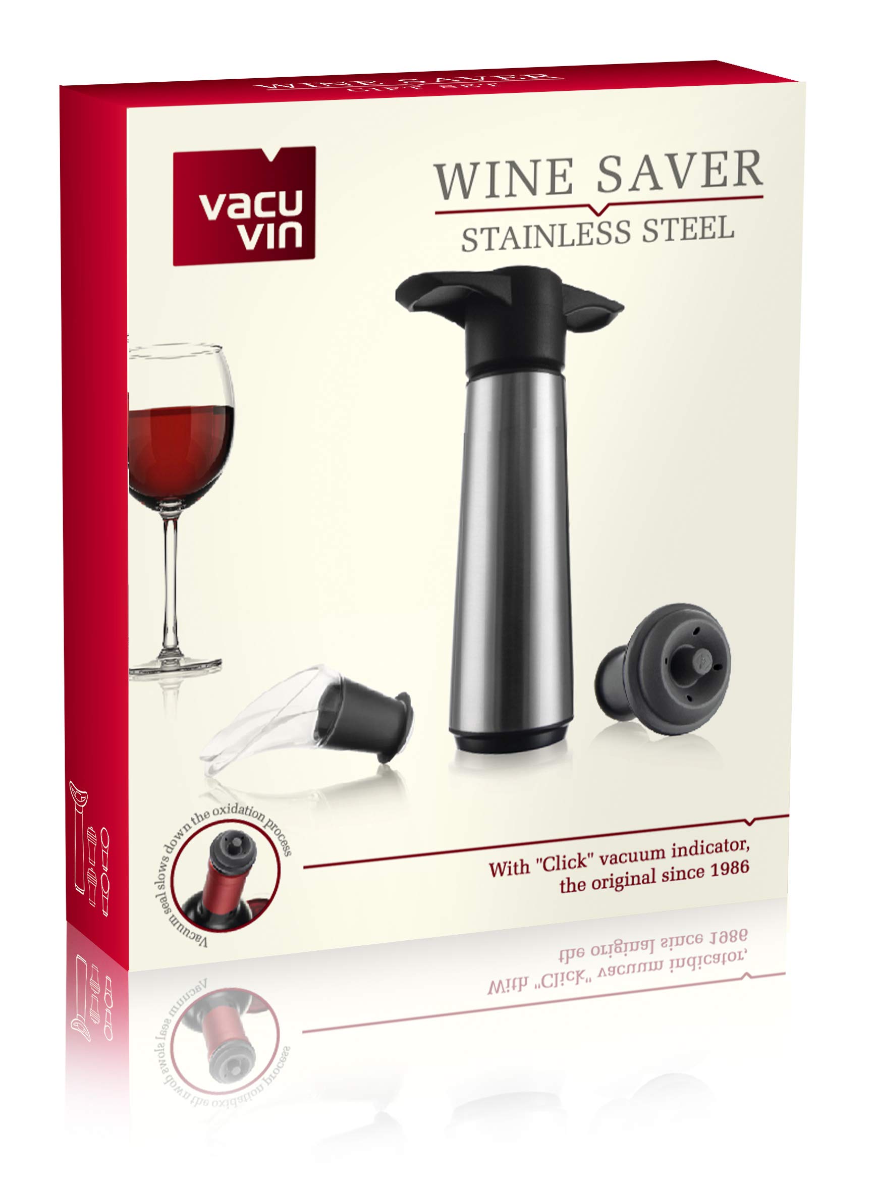 The Original Vacu Vin Wine Saver with 2 Vacuum Stoppers and 2 Wine