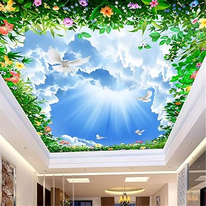 Amazon Com Hwhz Custom 3d Photo Wallpaper Blue Sky White Clouds