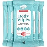 Body Wipes XL Shower Wipes Body Wipe for Adults Bathing, Traveling, Camping, Gym, Car, Elderly, Bedridden - Disposable Washcloths for Adults No Rinse 1 Box, 5 Pack (50 ct)