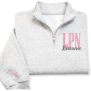 Custom Nurse Quarter Zip Sweatshirt Jacket Embroidered Pullover | Personalized Nurse Gift For Nurses Week Graduation Christma