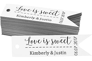 100 PCS Love is Sweet Customized Hang Tags Personalized Wedding Favor Gift Paper Tag