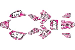 Kalair GFX Graphics Kit for Honda CRF50 (2004-2012) SNAGGED Series Pink 16 Mil - Dirt bike Custom Racing Graphics Decals Stic