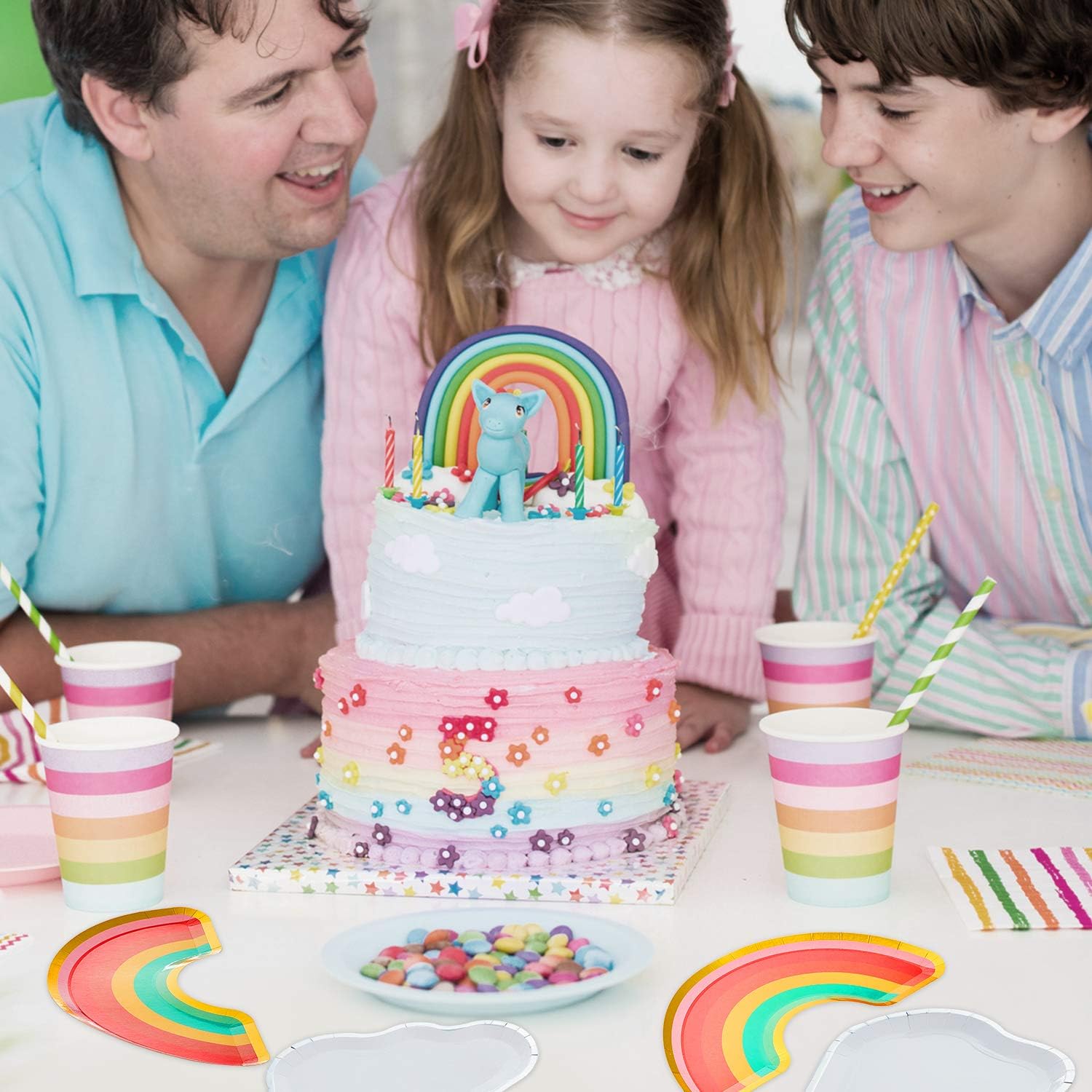 16 Piezas De Platos Desechables De Fiesta De Arco Iris Platos De Papel De Arcoiris Y Nubes Vajilla De Papel Decorativo De Nube Para Suministro De Baby Shower Cumpleanos Fiesta Cuberteria Vajilla
