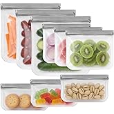 SZTCECDM 9 Pack Reusable Silicone Food Storage Bags - Freezer, Microwave & Dishwasher Safe Leakproof Reusable Zip Lock Bags, Freezer Storage Bags Sets - 3 Gallon 3 Snack 3 Sandwich Bags