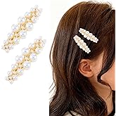 JIEYAO 2Pcs Small Pearl Hair Clips, Elegant French Hair Barrettes Elegant Barrette Wedding Brides Clips Accessories for Wedding Party Hair Barrettes Women Party Daily Use