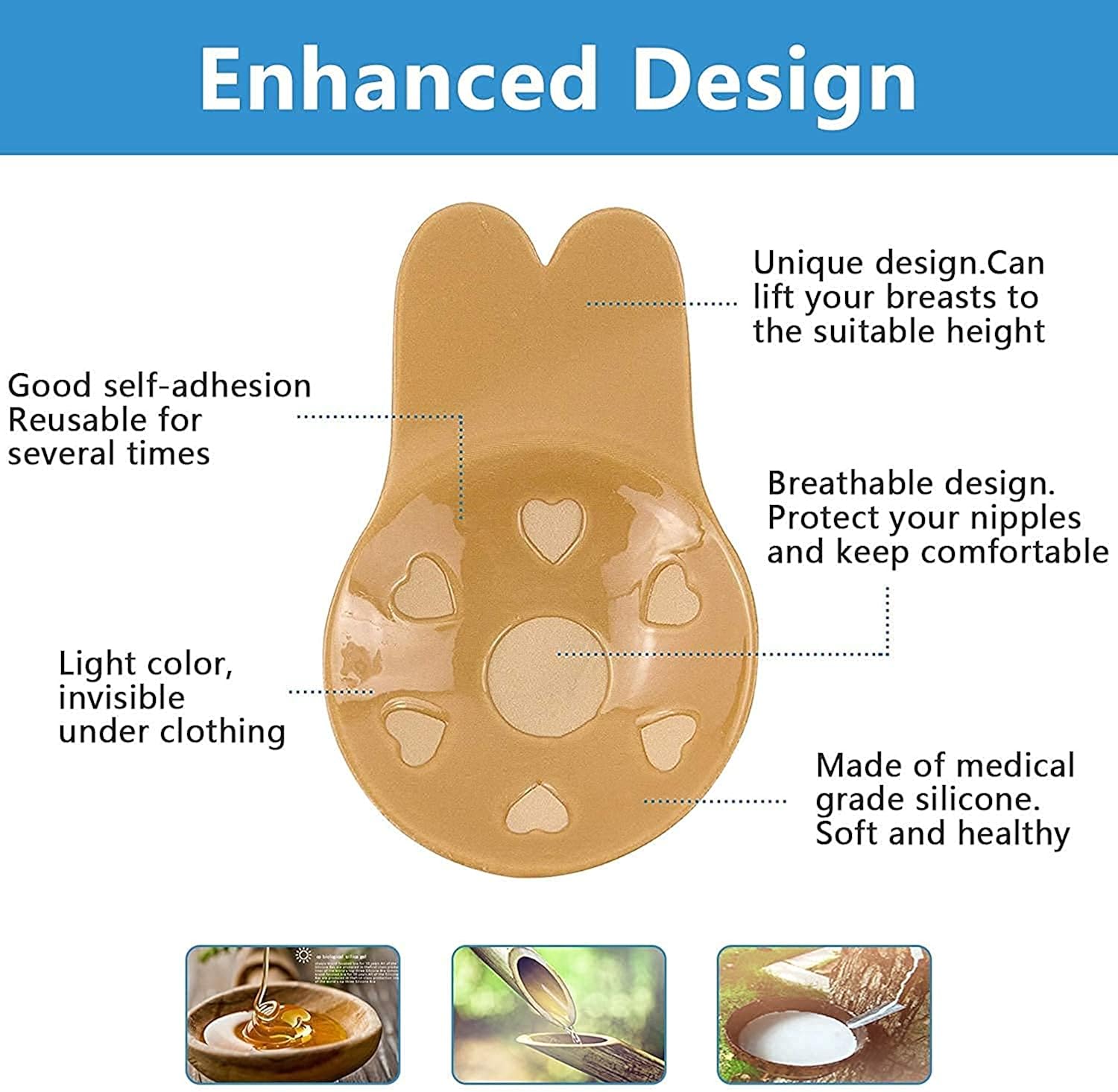 2 Pairs Breast Lift Nipple Covers, Adhesive Bra Instant Breast Lift Silicone Covers Pasties Tape at  Women’s Clothing store