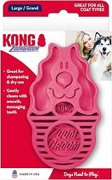 KONG ZoomGroom Red Dog Brush for Grooming and Shampooing for Large Dogs view 7