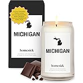 Homesick Scented Candles for Home (Michigan) - 13.75 oz Long-Lasting Soy Wax Jar Candle for Women & Men for All Occasions, 60-80 Hours Burn Time - Notes of Chocolate, Cherry & Lemon