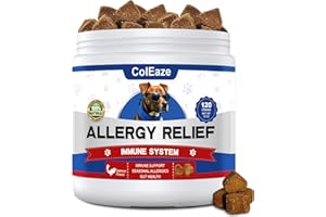 COLEAZE Dog Allergy Relief Chews - Anti Itch Immune Treats with Probiotics and Colostrum for Dry Skin, Hot Spots, Licking, Seasonal Allergies - Dog Itching Skin Relief -Omega 3 Fish Oil Skin & Coat Supplement