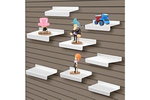 SNOGSWOG Shelves, Set of 8 - 4x10 Inch Slatwall Metal Shelves - White Flat Display for Storage and Organization, Wall-Mounted, Modern Style, Tiered Shelf, Durable