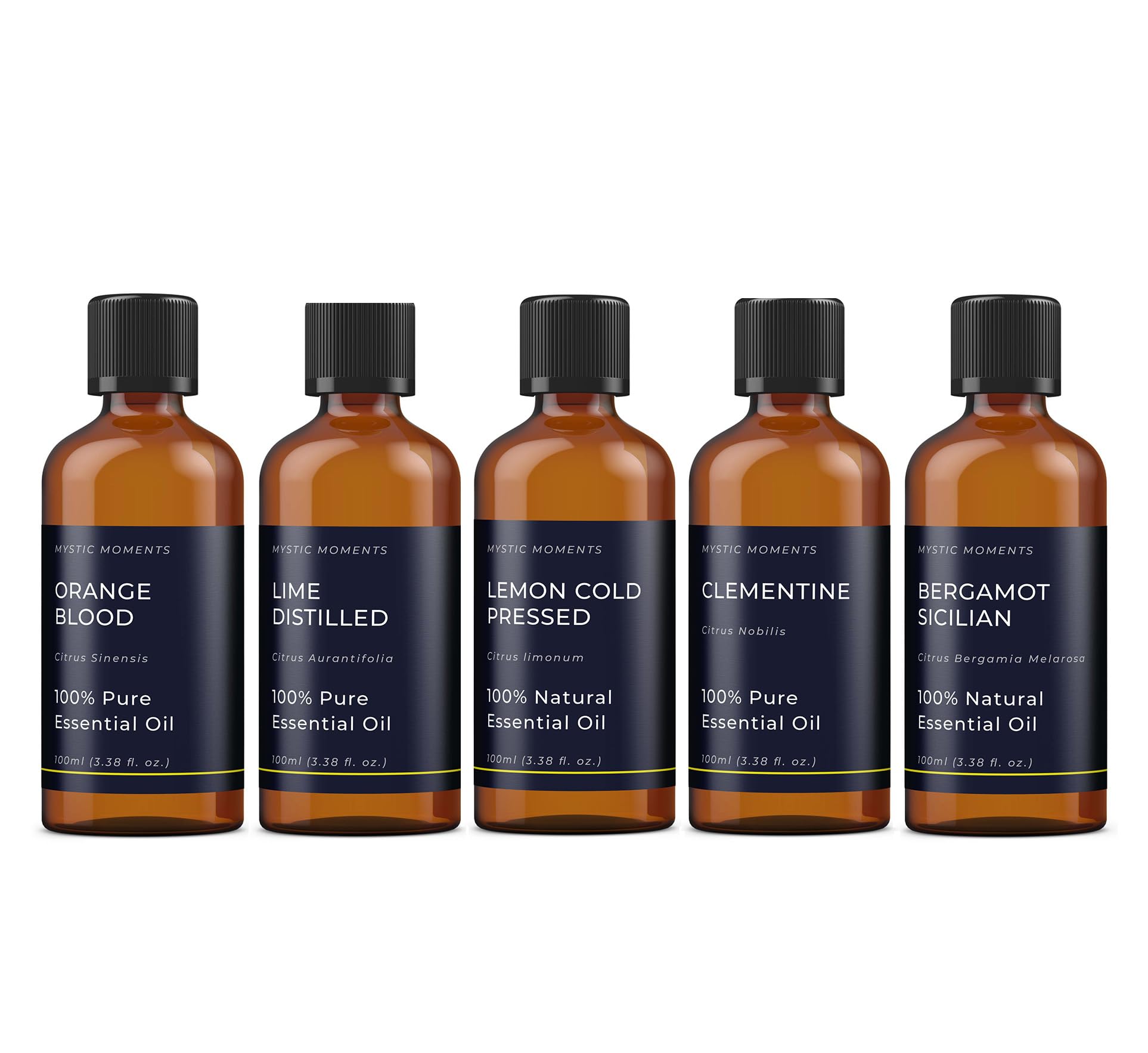 Mystic Moments | Essential Oils of Italy Essential Oil Gift Starter Pack 5x100ml | Bergamot Sicilian, Clementine, Lemon Cold Pressed, Lime Distilled, Orange Blood | Perfect as a Gift