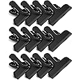 HOUSE AGAIN 12 Pack Stainless Steel Chip Bag Clips Covered with Silicone - NO More Sharp Edges - Color Coded for Food Bags - Air Tight Seal, Heavy Duty for Kitchen and Office, 3 Inches Wide, Black