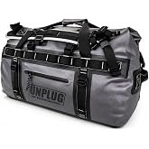 UNPLUG Ultimate Adventure | 1680D Heavy Duty Waterproof Bag | Large Travel Bag which can be Used for Camping, Motorcycling, Boating, or Hunting|65L Storm Grey