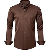J.VER Men's Dress Shirts Solid Long Sleeve Stretch Wrinkle-Free Formal Shirt Business Casual Button Down Shirts