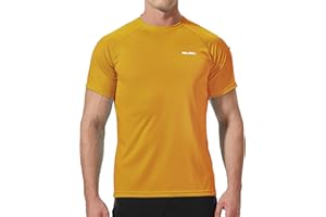 Pausel Men's Rash Guard Swim Shirts Short Sleeve UV Sun Protection Quick Dry UPF 50+ SPF Fishing Beach Water Shirt