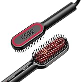TYMO Hair Straightener Brush - Upgraded Ionic Compact Straightening Brush for Women with Wave-Design Bristles, Fast, Smooth Styling, Lightweight Hot Comb & Travel Flat Iron, 1 Billion Ions, Black